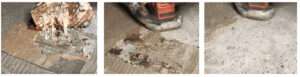 Usuwanie kleju wykładziny z betonu wylewki