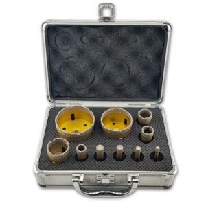 Zestaw 9 otwornic diamentowych do płytek z walizką